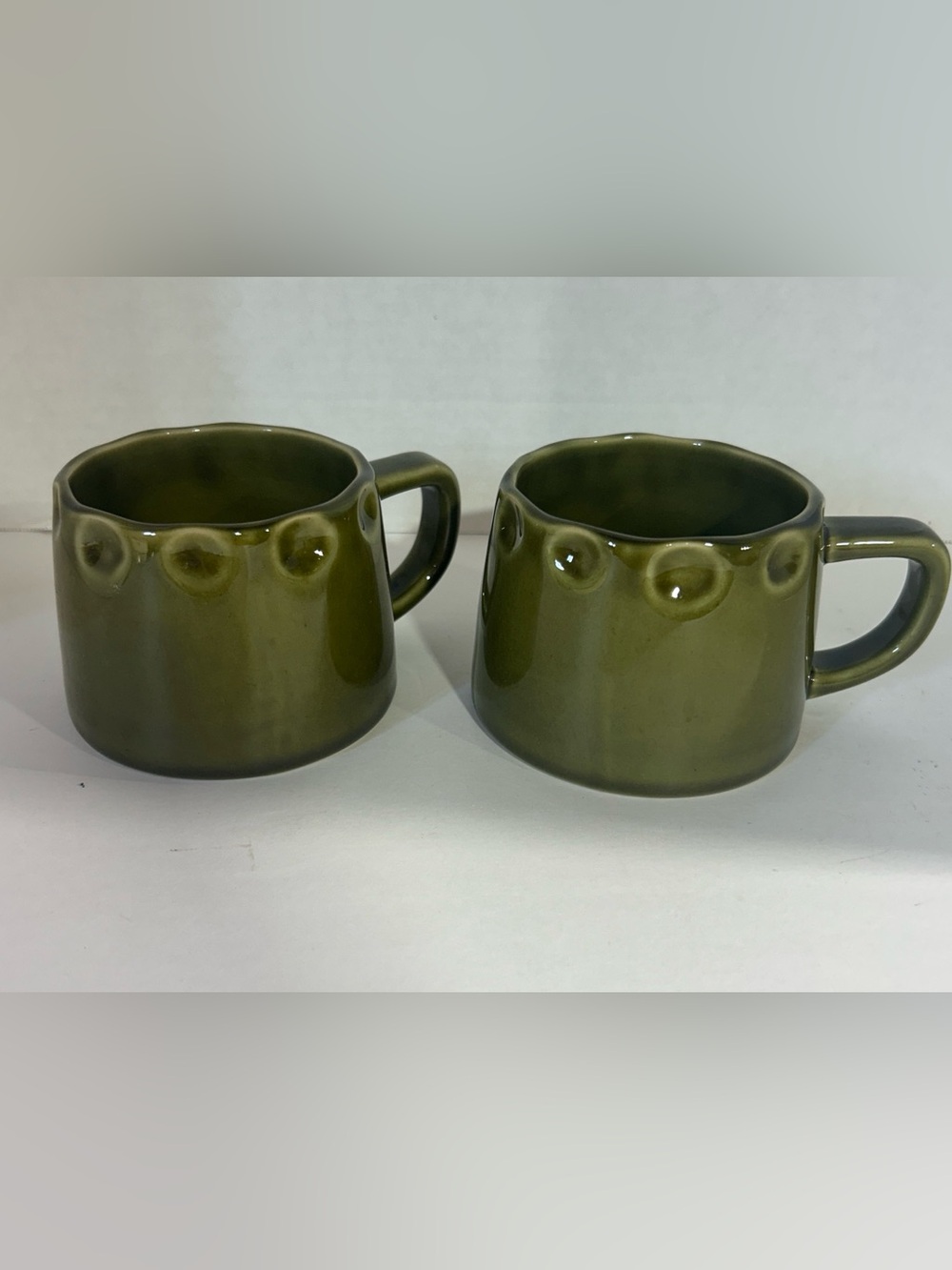 Hearth & Hand Olive Green Ceramic Mug Pair with Raised Dot Detail